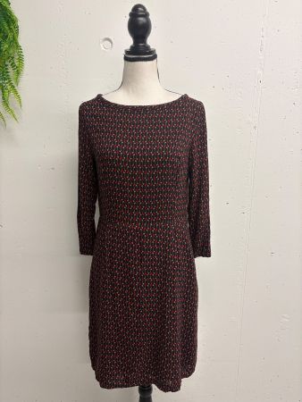 Marc O`Polo Viskose Kleid Gr. 36 rot schwarz Muster 3/4 Arm